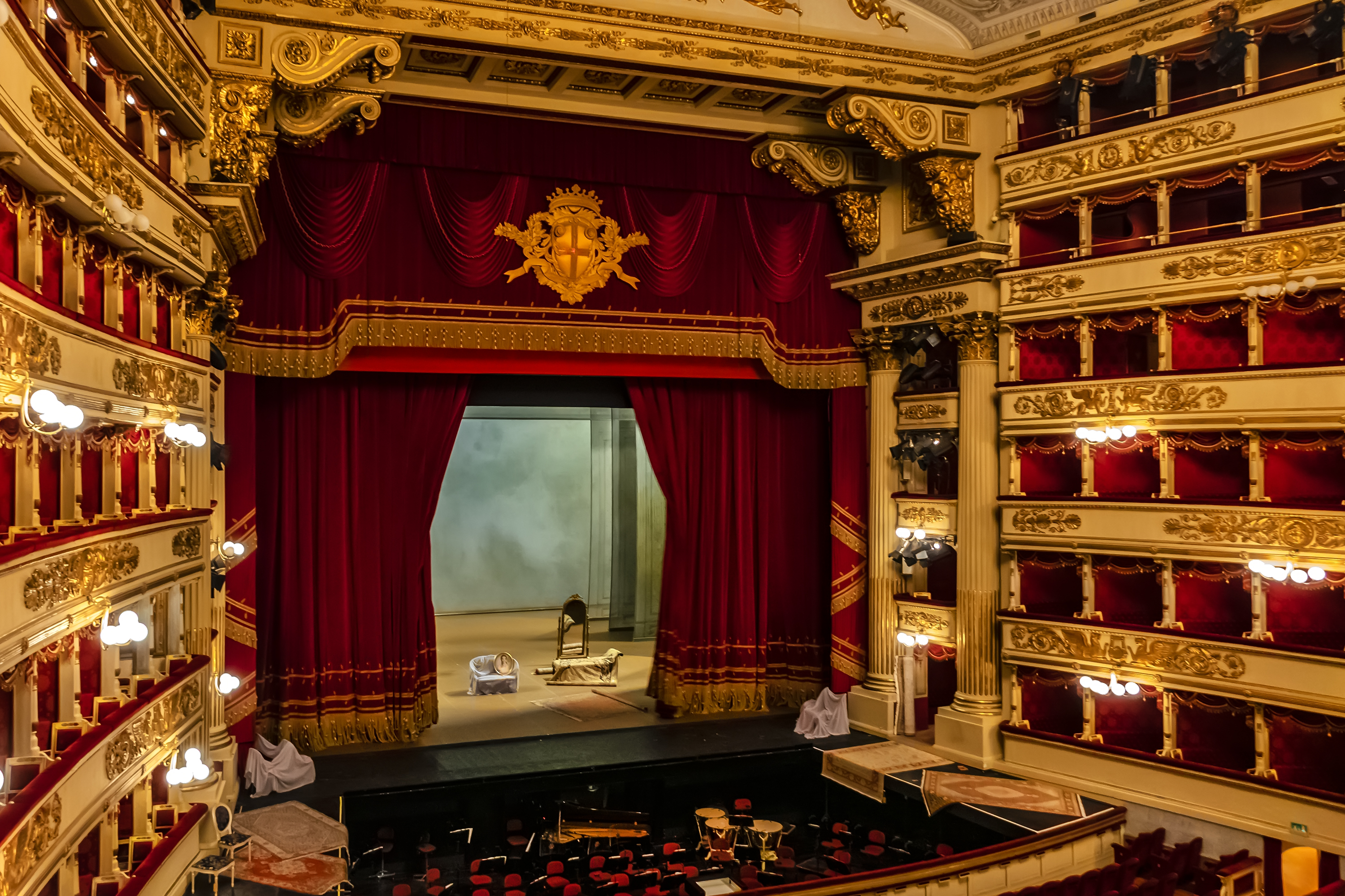 Interior of Main concert hall of Teatro alla Scala, an opera house in Milan